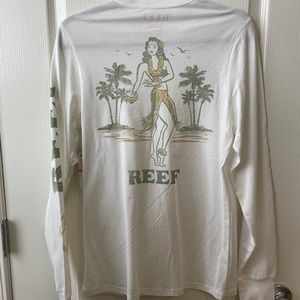 NWT men’s Reef Cocos LS graphic long sleeve tee in Marshmallow sz small & large.